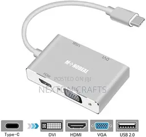 Type C USB C to Vga, Dvi, HDMI USB 3.0 4 in 1 Adapter