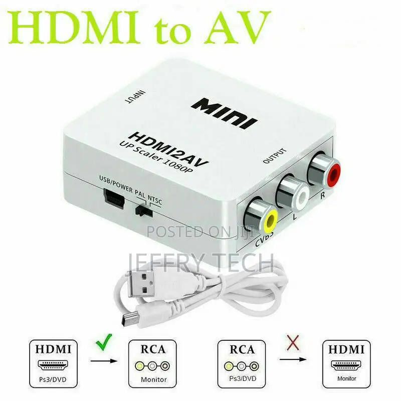HDMI to AV 3 RCA CVBS Full HD Video 1080P Scart Composite Co