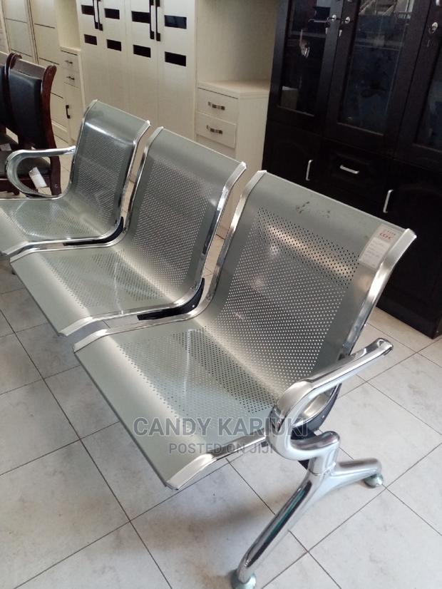 Silver Non Padded Linked Waiting Bench