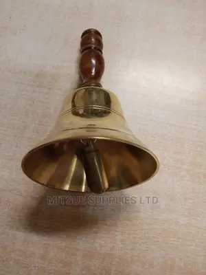 School Brass Bell With Wooden Handle Medium Size 11"