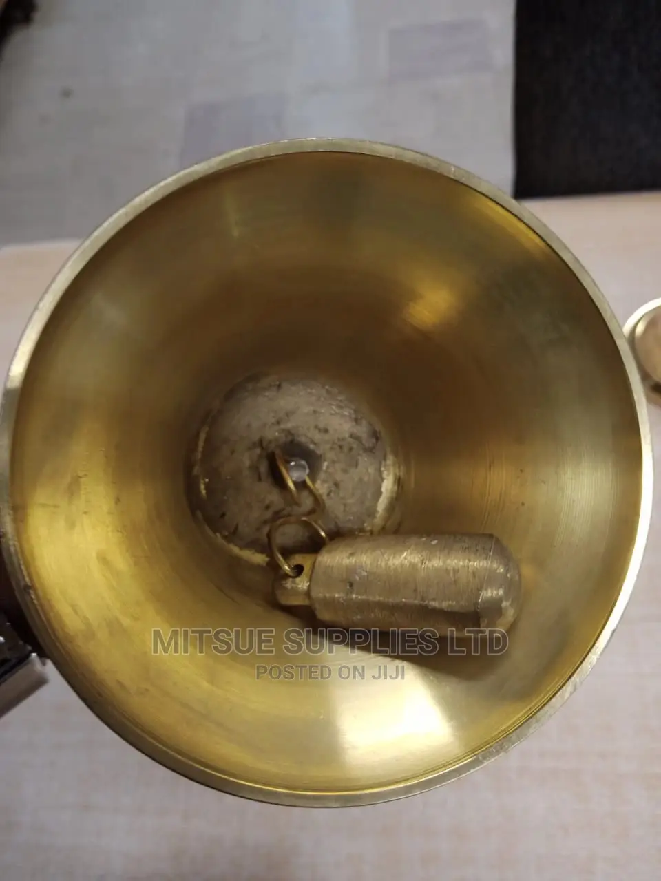 School Brass Bell With Wooden Handle Medium Size 11"
