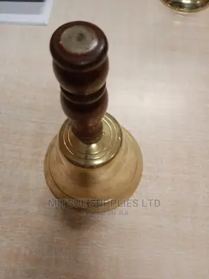 School Brass Bell With Wooden Handle Medium Size 11"