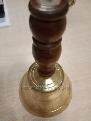 School Brass Bell With Wooden Handle Medium Size 11"