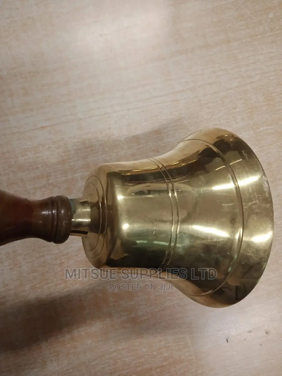 School Brass Bell With Wooden Handle Medium Size 11"
