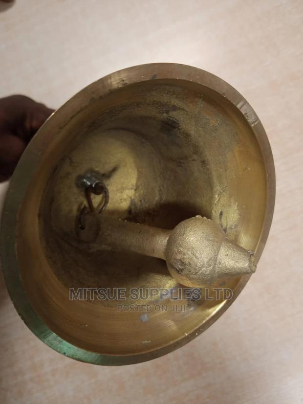 School Brass Bell With Wooden Handle Small 8" - thumbnail 2
