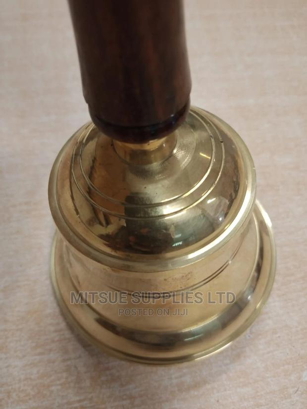 School Brass Bell With Wooden Handle Small 8" - thumbnail 3
