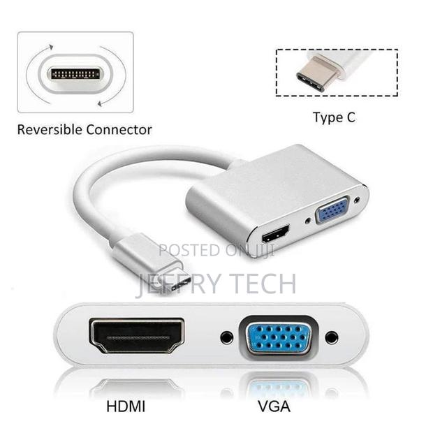 Premium 2in1 USB Type C Hub 4K HDMI VGA Display Adapter Spli - thumbnail 4
