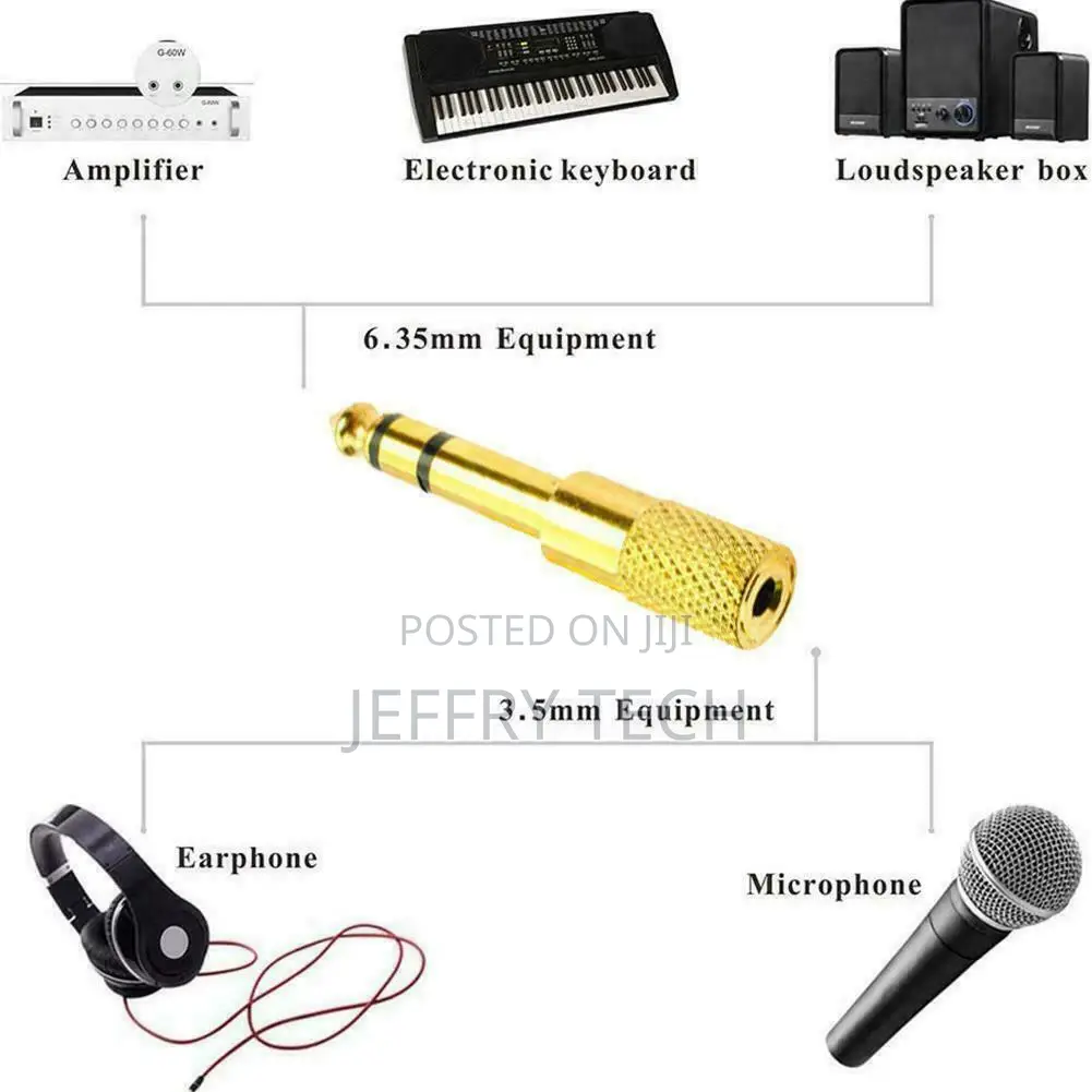 3.5mm Jack to 6.35mm Stereo Headphone Adaptor Connector 1/4