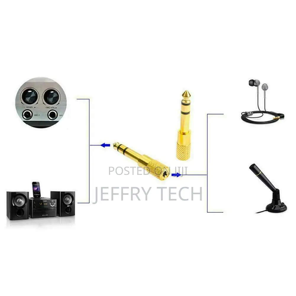 3.5mm Jack to 6.35mm Stereo Headphone Adaptor Connector 1/4