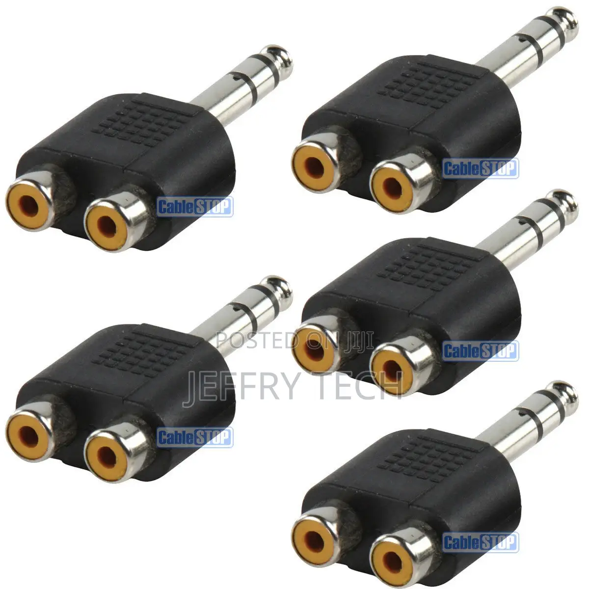 5 X 6.35mm STEREO Jack to 2x Twin RCA Phono Female Socket Au