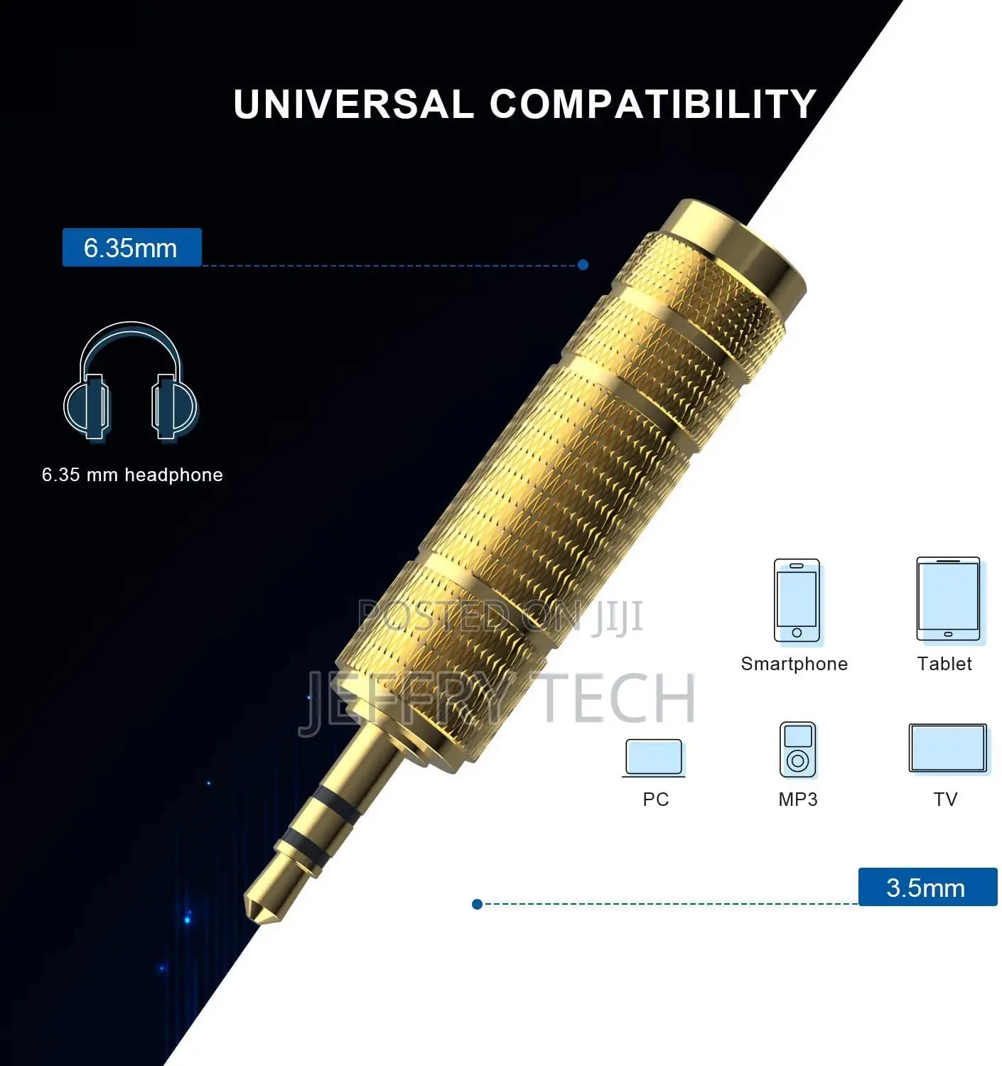 Headphone Adapter 6.35mm (1/4 Inch) Male to 3.5mm (1/8 Inch)