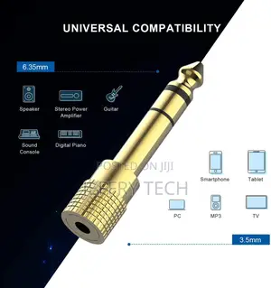 Headphone Adapter 6.35mm (1/4 Inch) Male to 3.5mm (1/8 Inch)