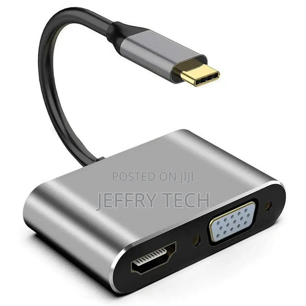 4 in 1 Type-C Hub Adapter to HDMI/VGA/USB/USB-C 4K Audio Con