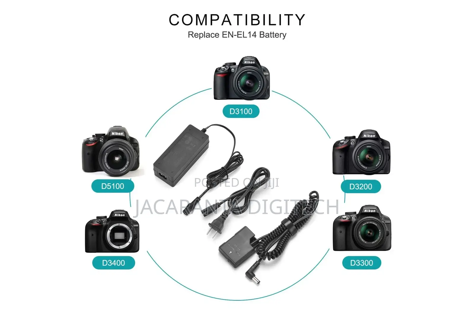 Dummy Battery and Adapter Nikon en-El14 Battery Dc Coupler