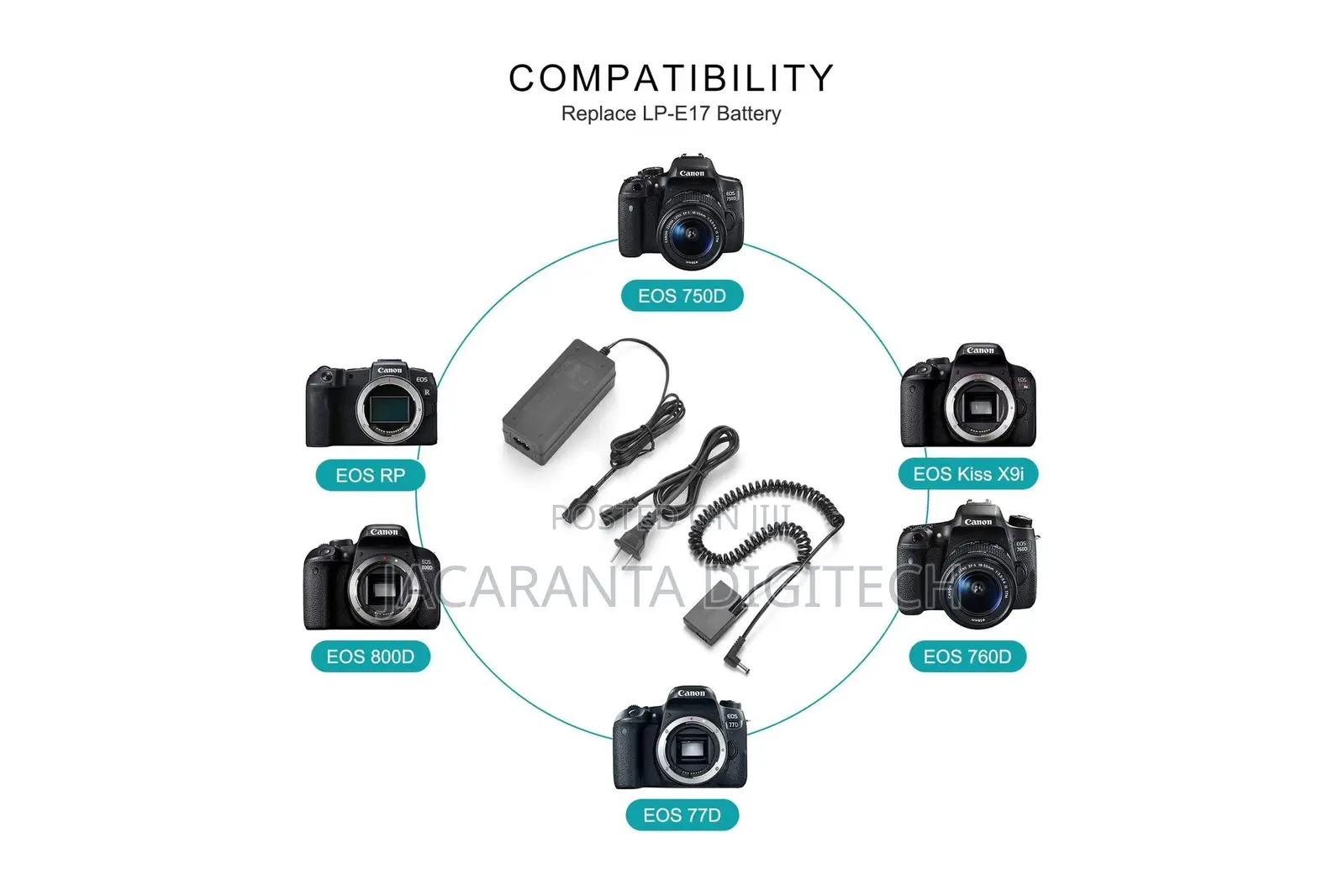 Dummy Battery and Adapter Canon Lp-E17 Battery Dc Coupler