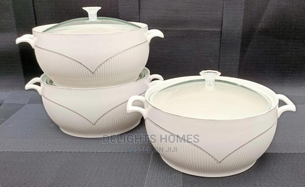 *3pc Ceramic Serving Bowls With Glass Lids - thumbnail 2