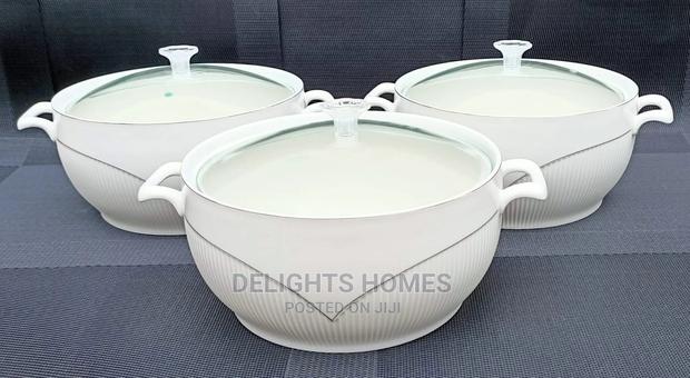 *3pc Ceramic Serving Bowls With Glass Lids - thumbnail 3