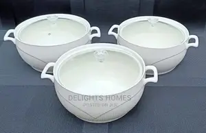 *3pc Ceramic Serving Bowls With Glass Lids