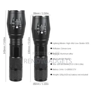 Stylish Hardcore Tactical Military XML T6 LED Flashlight Bla