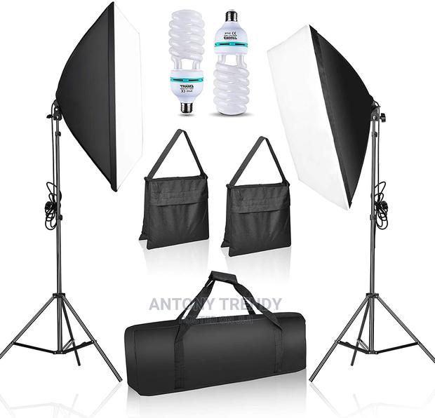 Generic 2x 500W Photo Video Studio E27 Lamp Softbox Light St - main view