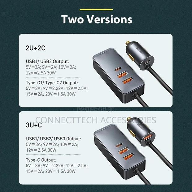 Baseus 120w Car Charger Fastcharger Type C - thumbnail 2
