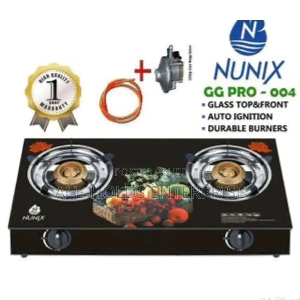 Nunix 2 Burner Glass Double Cooker+ Regulator +Pipe