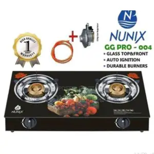 Nunix 2 Burner Glass Double Cooker+ Regulator +Pipe