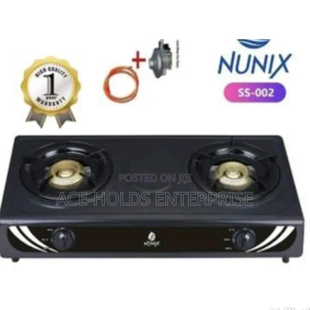 Black Gas Stove Burner Nunix Cooker+ 6kgs Regulator+ Pipe.