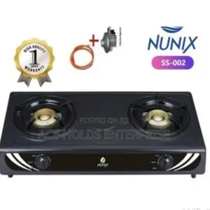 Black Gas Stove Burner Nunix Cooker+ 6kgs Regulator+ Pipe.