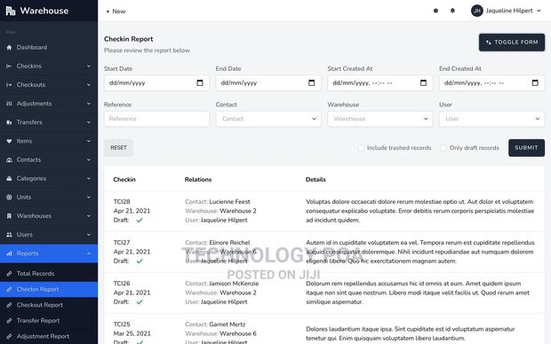 Warehouse Inventory Management Solution - main view