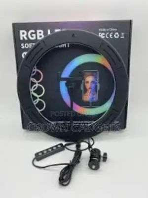 MJ33 33cm 13-Inch RGB LED Ring Light With Phone Clip Phone V
