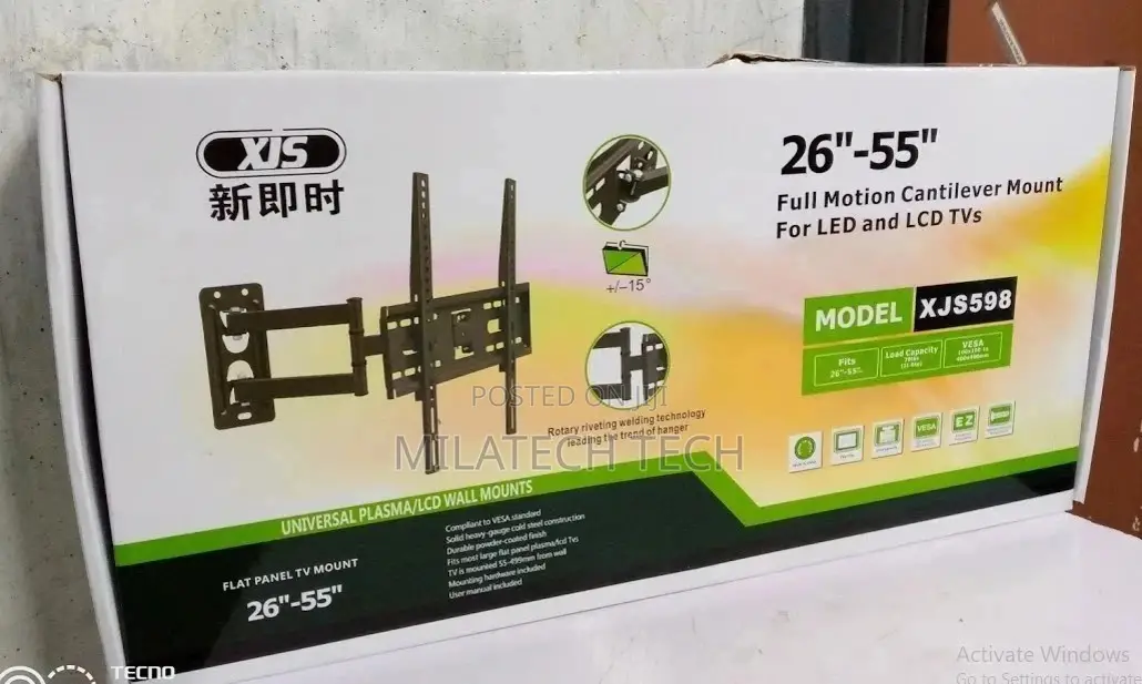 26" to 55" Swivel Wall Bracket. (Full Motion Wall Mount)