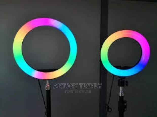 MJ33 33cm 13-Inch RGB LED Ring Light With Phone Clip Phone V