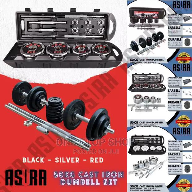 50kg Cat Iton Dumbbells With Barbell Set - main view