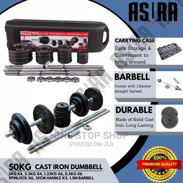 Black Plainted Steel Collar Dumbbells Barvell Set 50kg