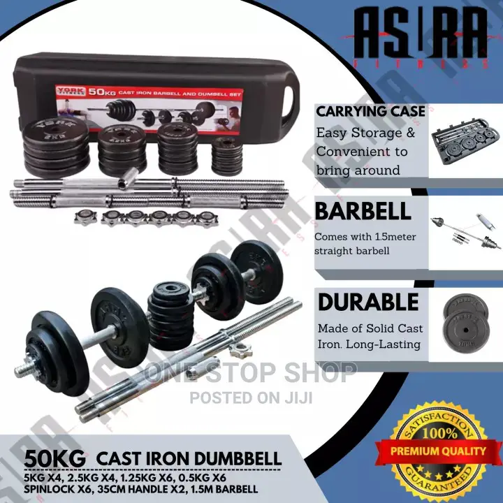 Black Plainted Steel Collar Dumbbells Barvell Set 50kg