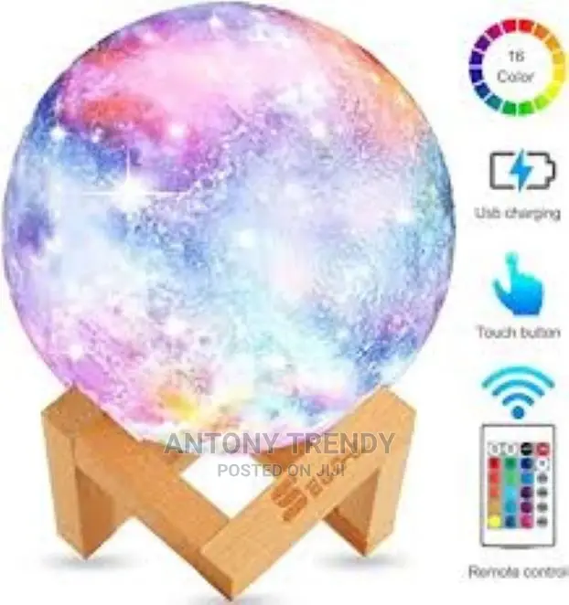 , GDPETS Galaxy Lamp 16 Colors 3D Star Moon Light With Wood