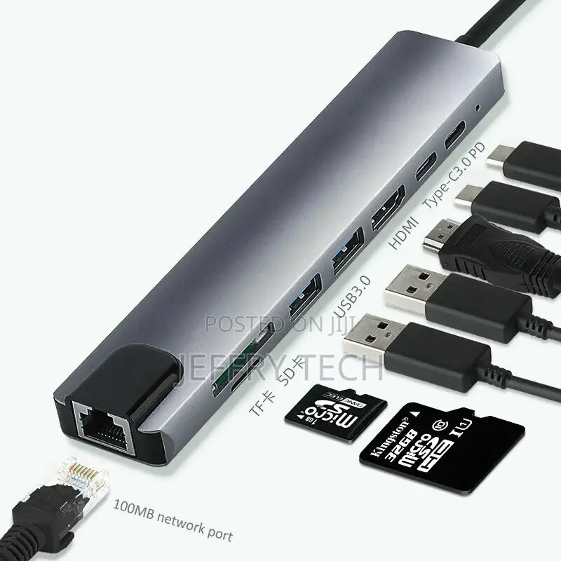 8 in 1 USB C Hub Macbook Pro Type C 4K HDMI Thunderbolt 3 Ad