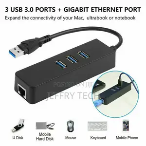 USB 3.1 to HUB 3 Port RJ45 Gigabit Ethernet Adapter 3.0 US