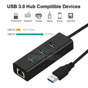 USB 3.1 to HUB 3 Port RJ45 Gigabit Ethernet Adapter 3.0 US