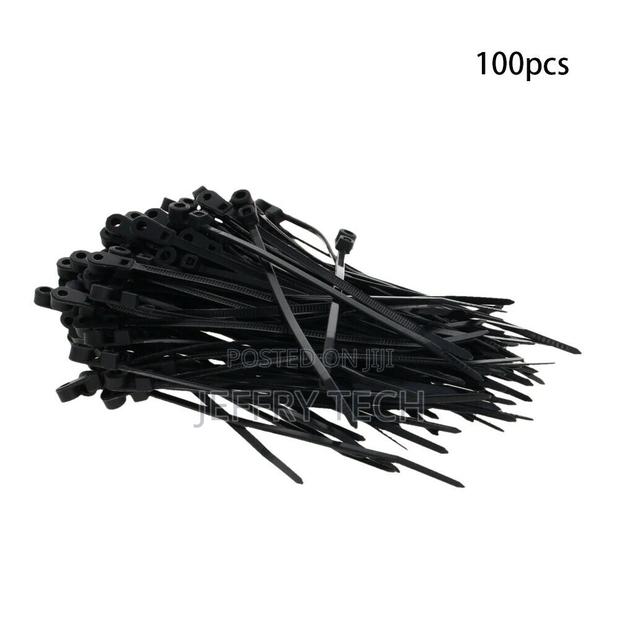 100pcs Black Cable Ties Self Locking Fixed Zip Wire Fasten W