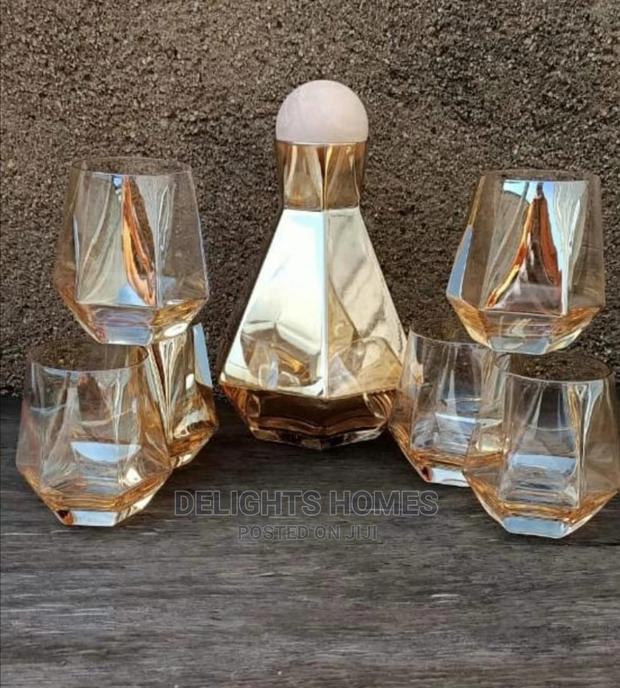 7pc Crystal Glass Hexagonal Juice Pitcher Cup Set