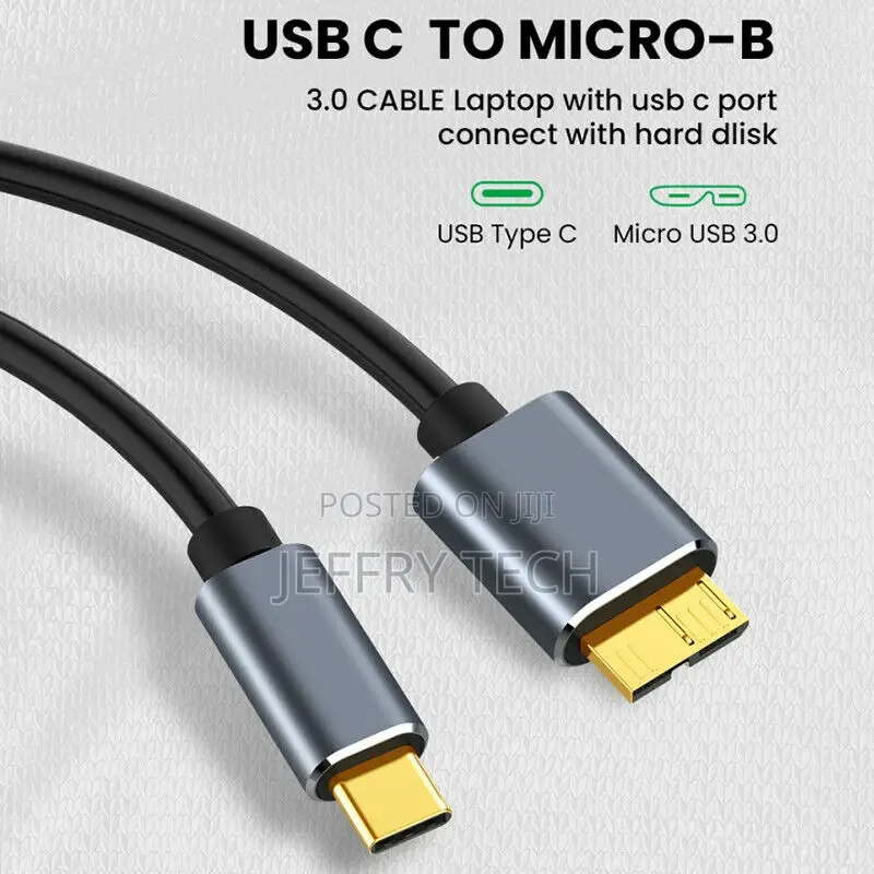 Type-C to USB 3.0 Micro B Cable Connector 5gbps External Har