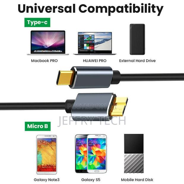 Type-C to USB 3.0 Micro B Cable Connector 5gbps External Har - thumbnail 2
