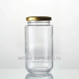 12 Storage Glass Jars 500G With Gold/Black Lids