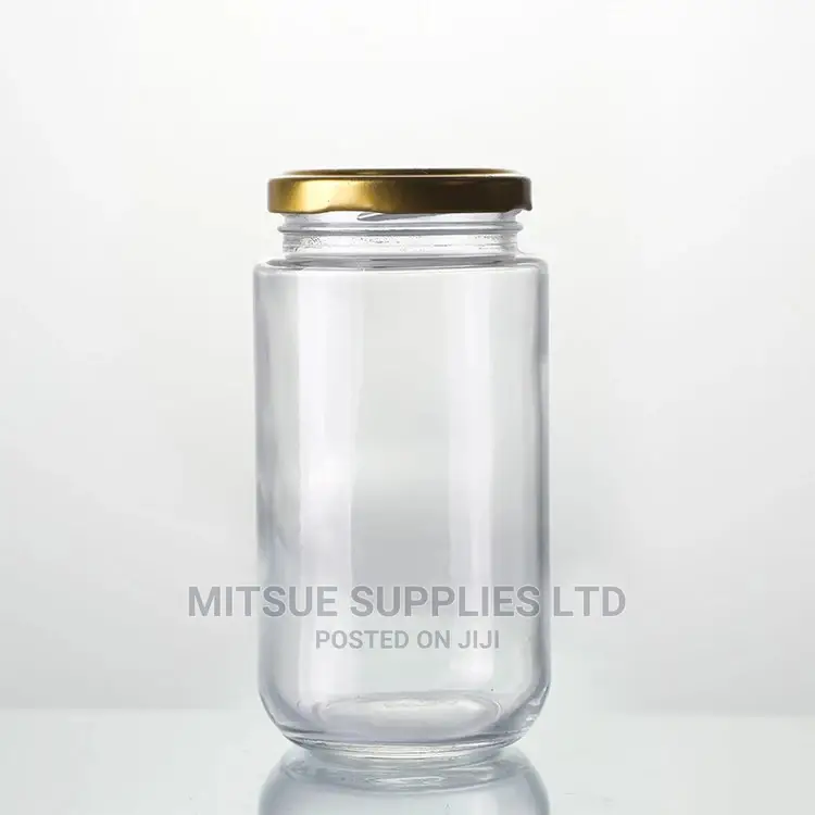 12 Storage Glass Jars 500G With Gold/Black Lids