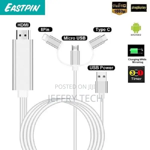 3 in 1 Hdtv Lightening Cable -Type C - Blackberry iPhone