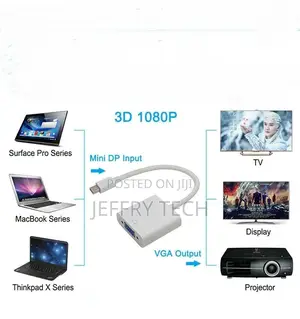 Mini DP Displayport Thunderbolt to VGA Adapter Cable for App