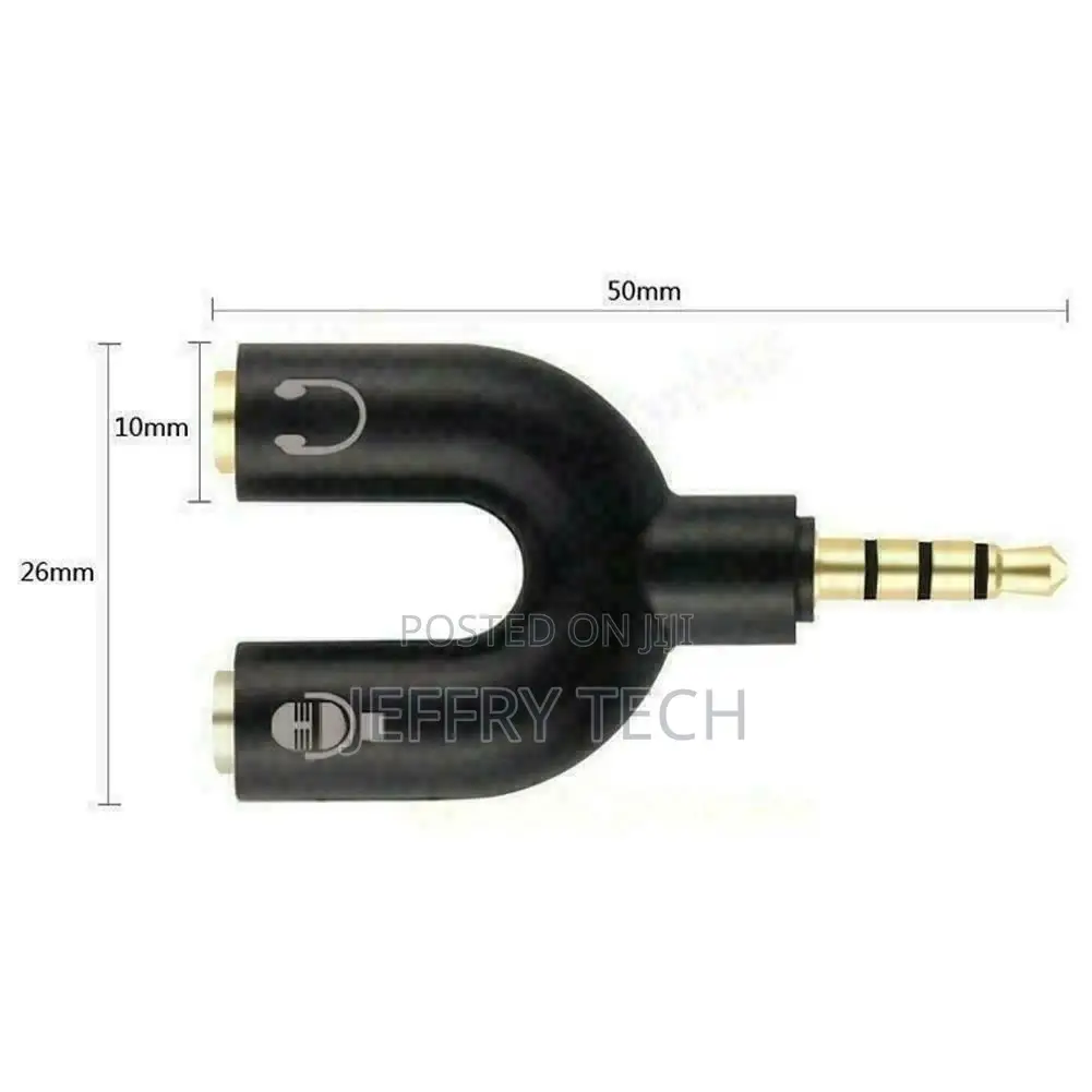 3.5mm AUX Audio Mic Splitter Earphone Headphone Laptop Adapt