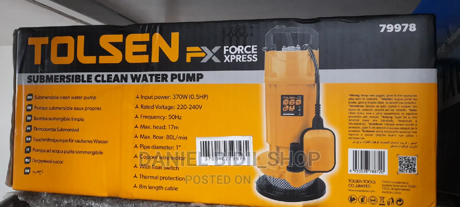 Tolsen Submersible Clean Water Pump 0.5hp 51ft